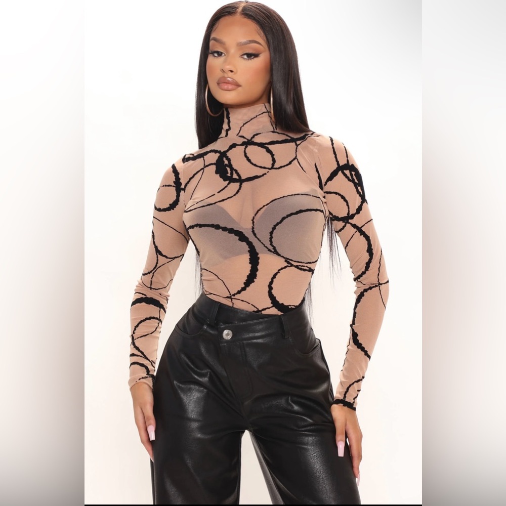 Mesh brown bodysuit